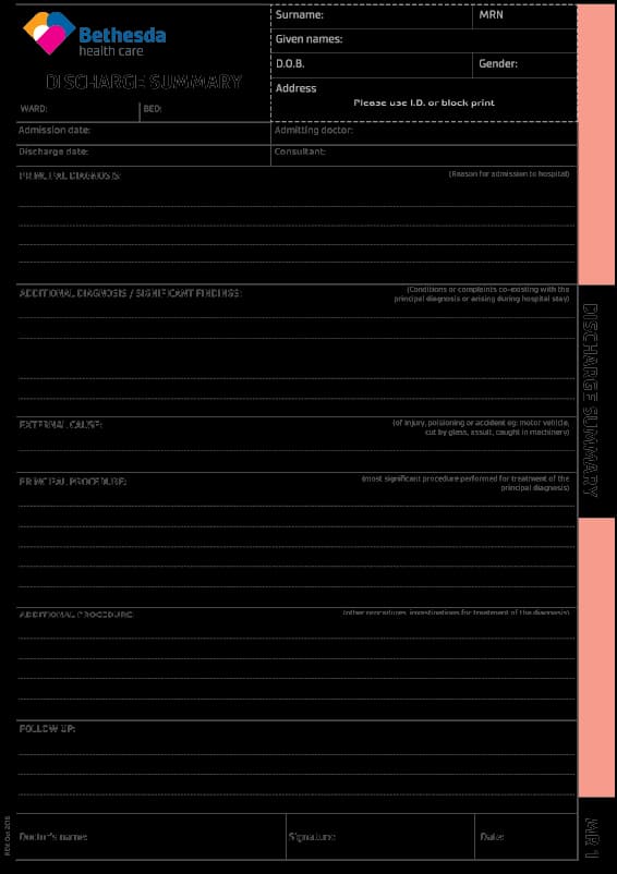 Medical forms printed by Print Impact