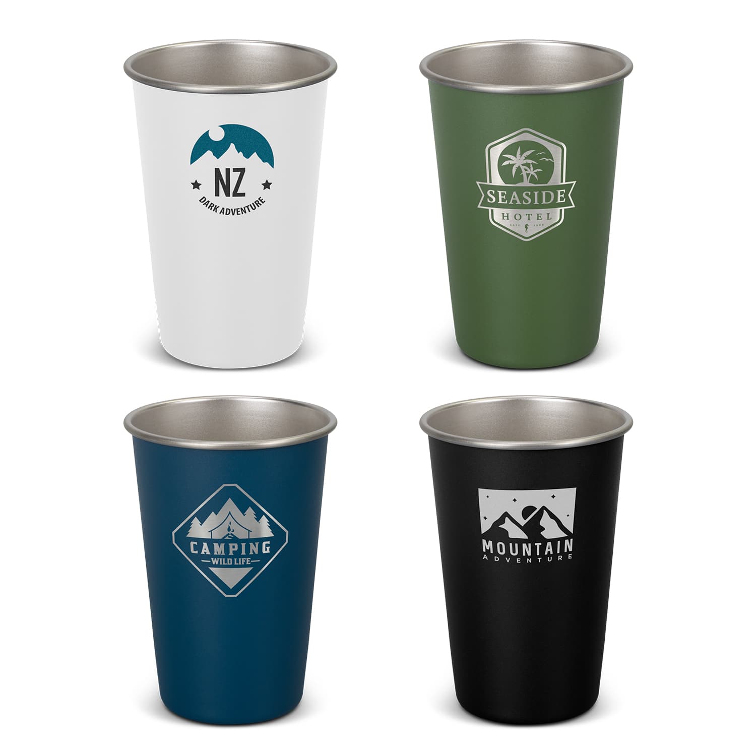 Branded enamel camping cup with logo print