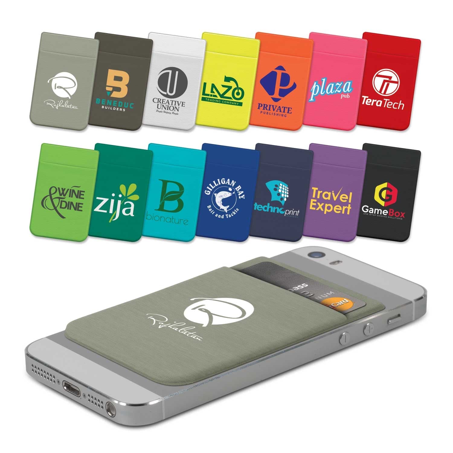 Branded phone wallet, custom promo merchandise